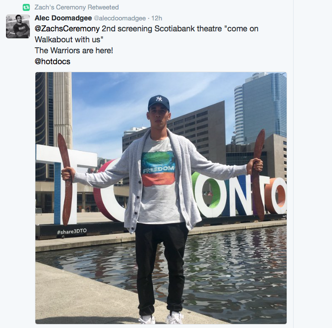 Zach Doomadgee in Toronto for Hot Docs